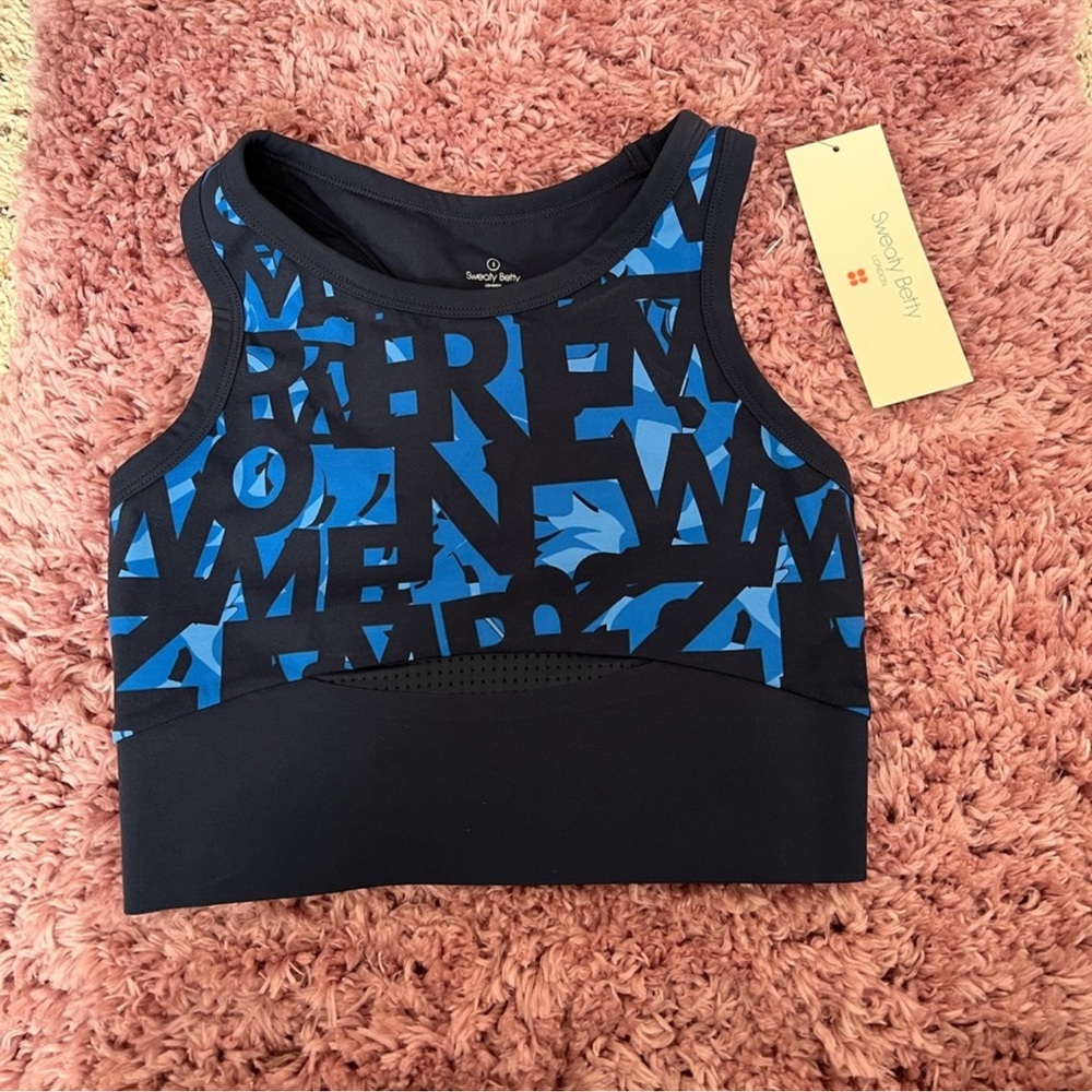 Sweaty Betty Power Frame Workout Vest 
printed Blue and navy